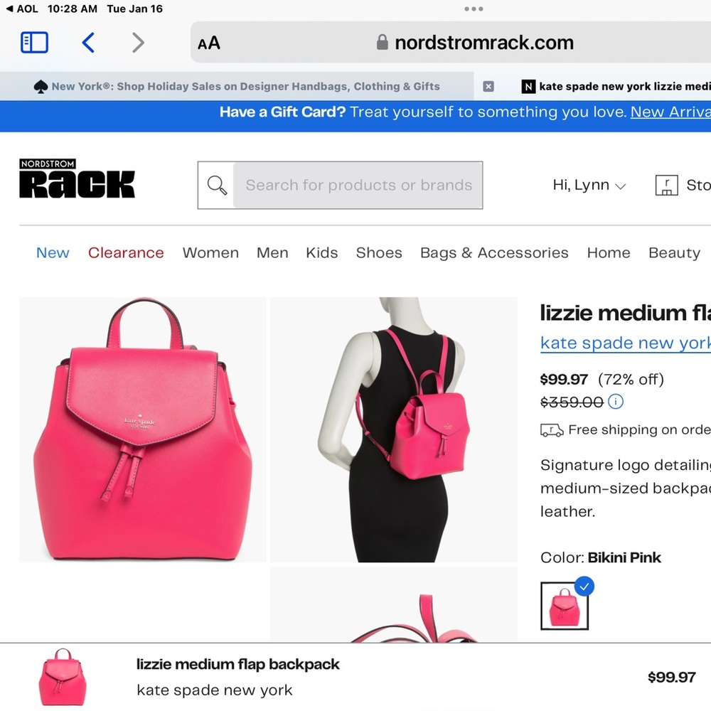 Kate Spade LIZZIE Medium Flap Backpack - Picture 10 of 10